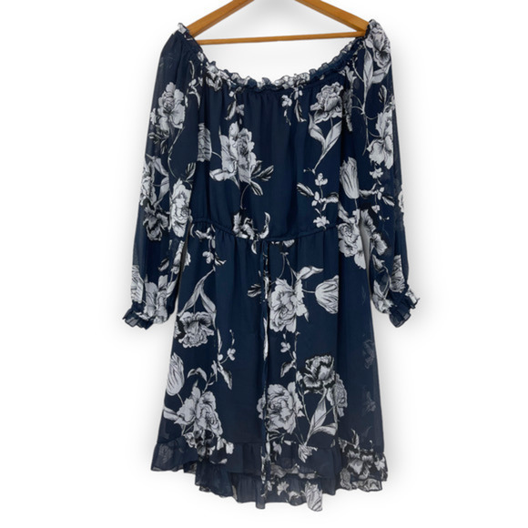 Cotton On Navy Blue Floral Quarter Sleeve Dress‎ - Picture 1 of 5